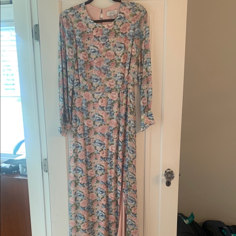 & Other Stories Pink and Gray Long Sleeve Gown